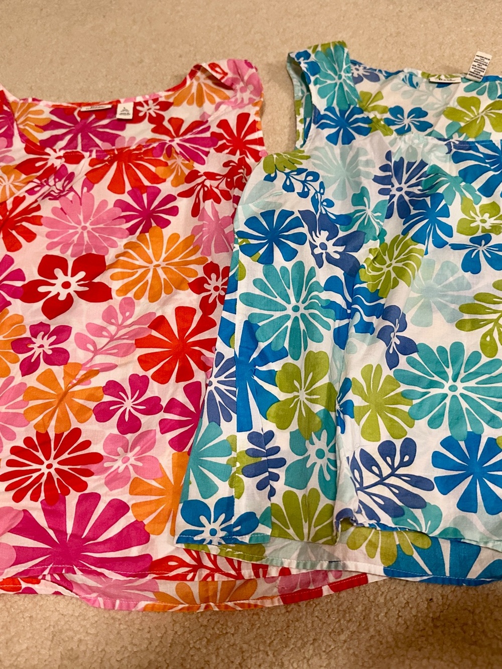 G.H. Bass & Co. Floral Tank Tops in Pink/Orange and Blue/Green